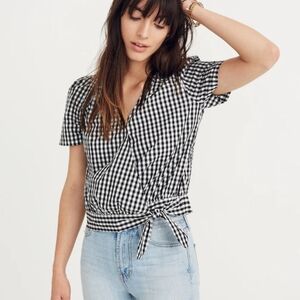 Madewell Wrap Top In Gingham Check Sz.XS New